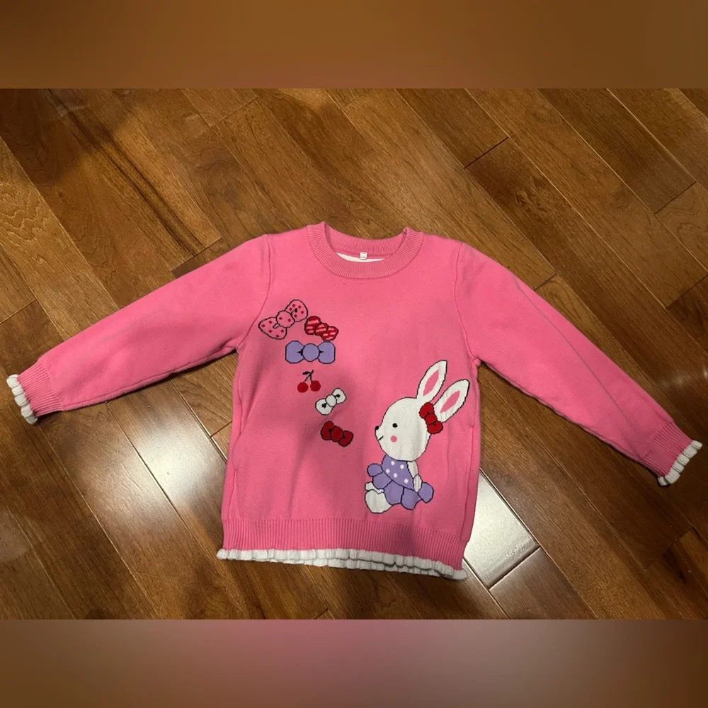 Charming Pink Bunny Kids Sweater